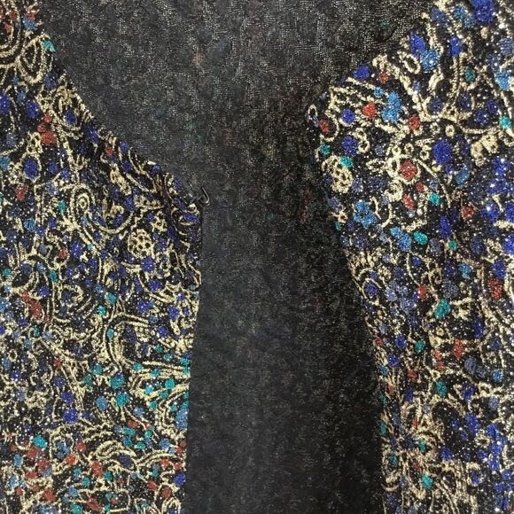 Alex evenings metallic glitter jacket, blue tone one piece petite - Picture 3 of 8